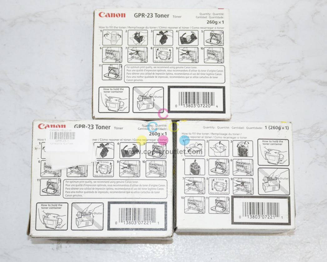 New OEM Canon iR C2550,C3080,C3580 MYY Toner Cartridges GPR-23 0454B003AA,0455B003AA