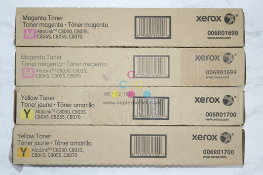 4 New OEM Xerox Altalink C8030, C8035, C8045 MMYY Toners 006R01699, 006R01700