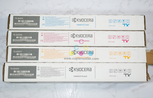 4 OEM Kyocera TASKalfa 2552ci, 2553ci TK-8347 CMYK Toners (Open Box Yellow)