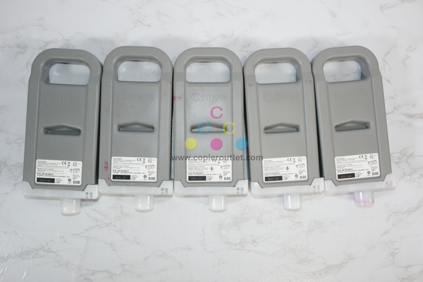 5 Used Canon iPROGRAF TX-2000,TX-3000,TX-4000 PFI-710 C,M,Y,BK,MBK Ink (700ml)