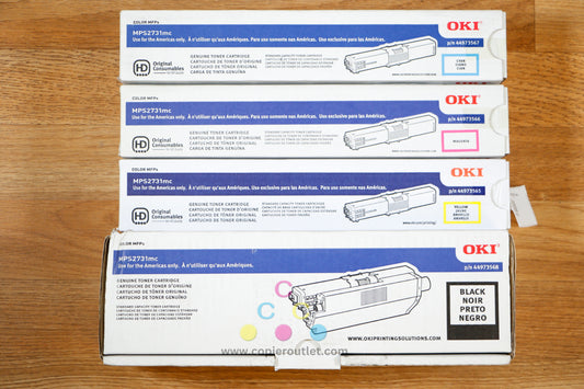 Genuine OKI CMYK Toner Cartridges Color MFPs Okidata MPS2731mc Same Day Shipping