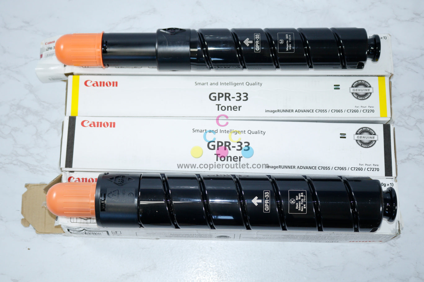 4 OEM Canon iRUNNER C7055,C7065,C7260,C7270 GPR-33 MYKK Toner Cartridges