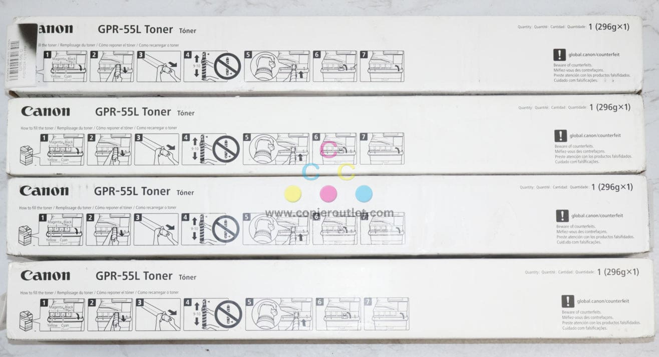 4 New OEM Canon iR-ADV C5535,C5540,C5550,C5560 CMYY Toners GPR-55L