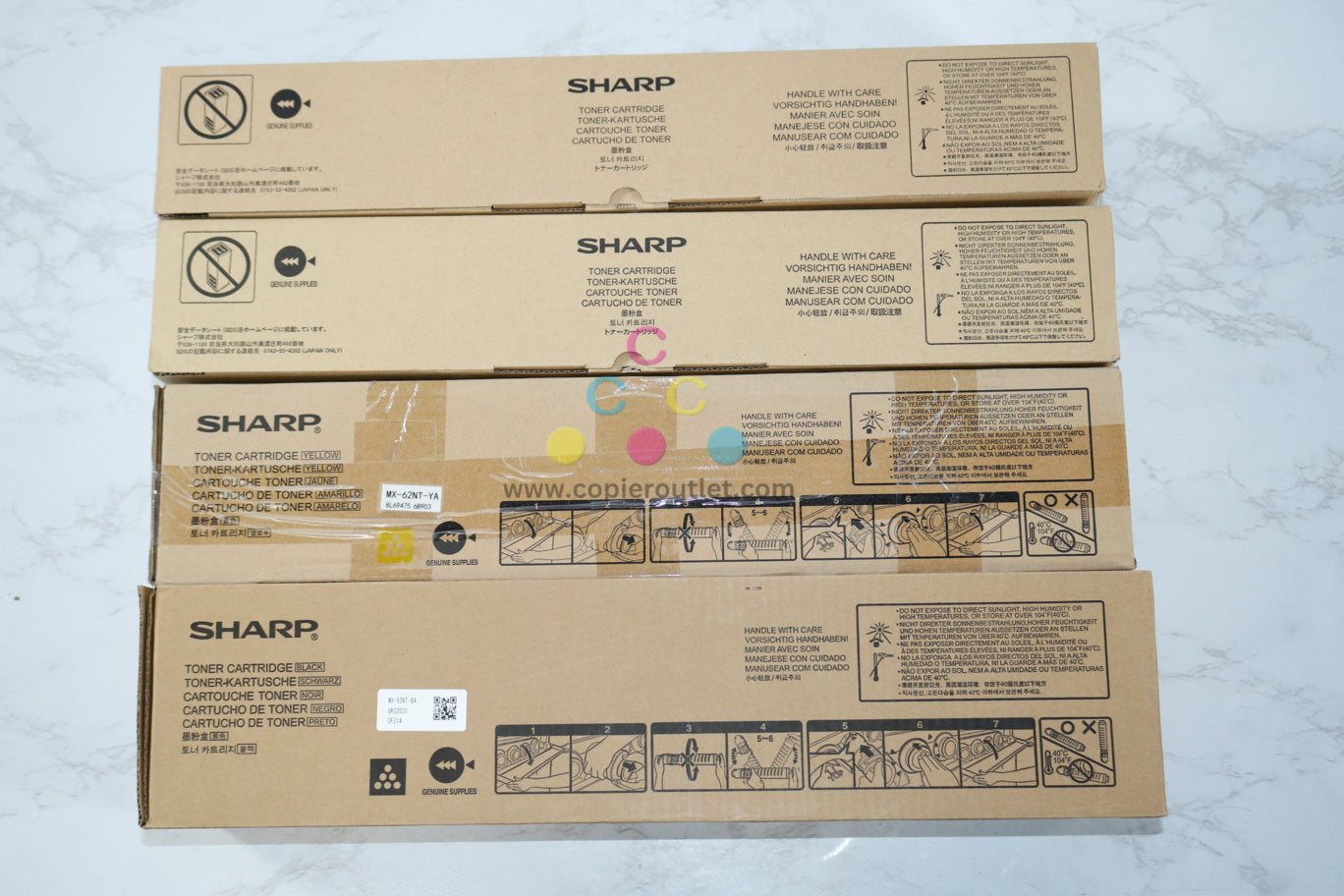 4 New OEM Sharp MX-6240N,6500N,580N,7040N,7090N,7500N MX-62NT CCYK Toners