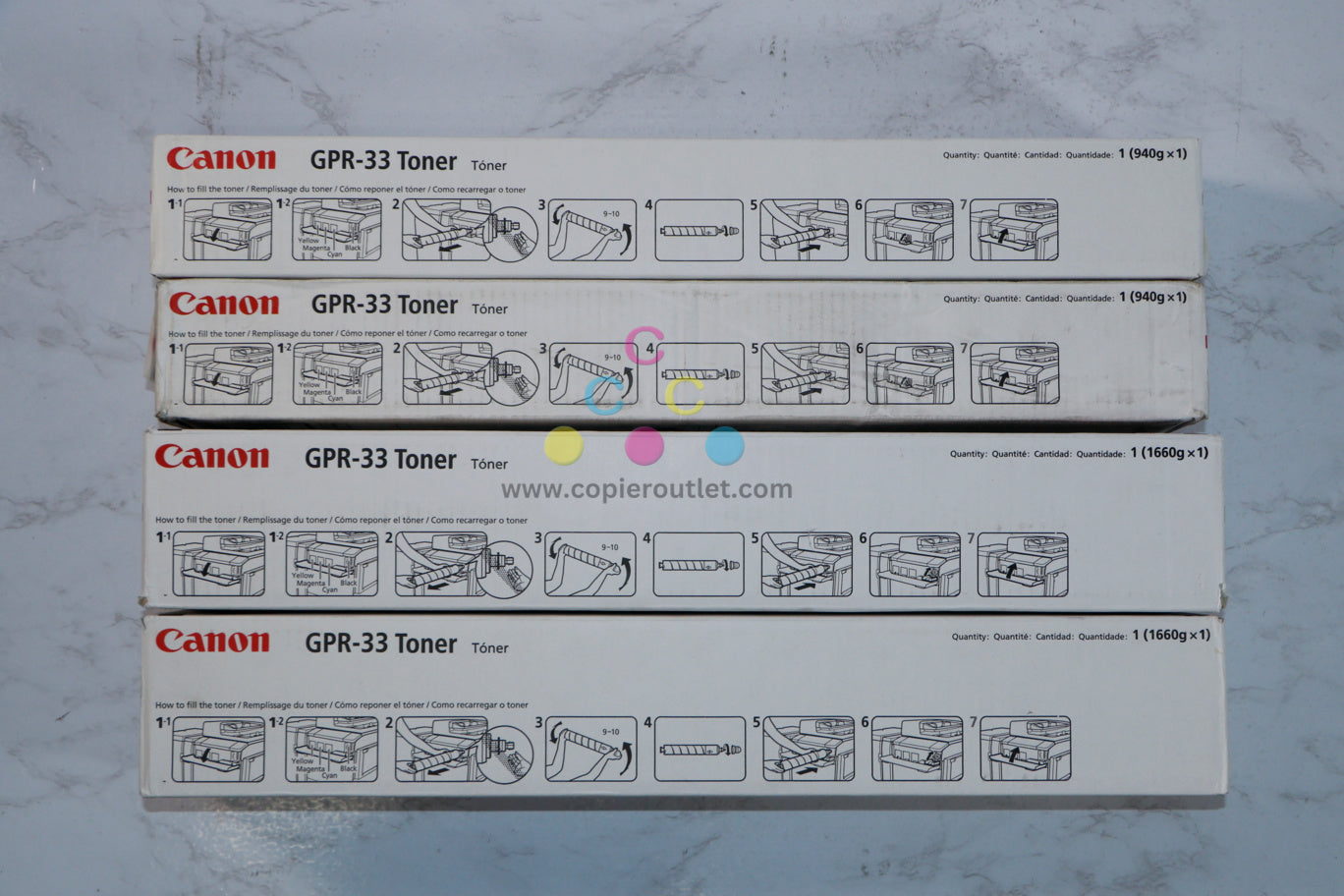 4 Cosmetic OEM Canon imageRUNNER C7055,C7065,C7260,C7270 MMKK GPR-33 Toners