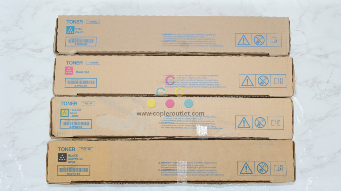 4 Genuine Konica AccurioPress C2060,C2070,C3070,C3080,C4070 TN619CMYK Toners