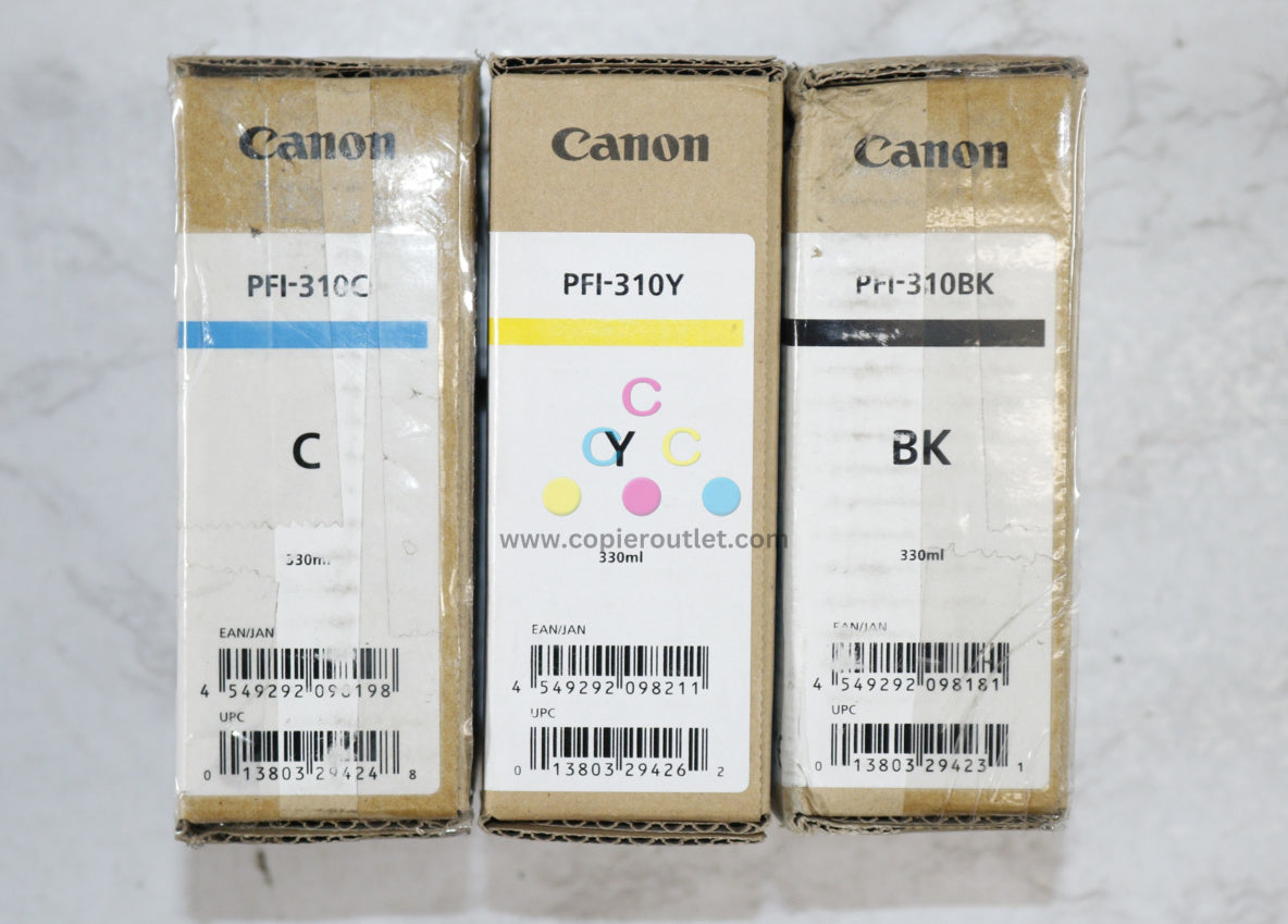 3 OEM Canon TX-2000,TX-3000,TX-4000 CYK Ink Tanks PFI-310 Exired:2021/2022