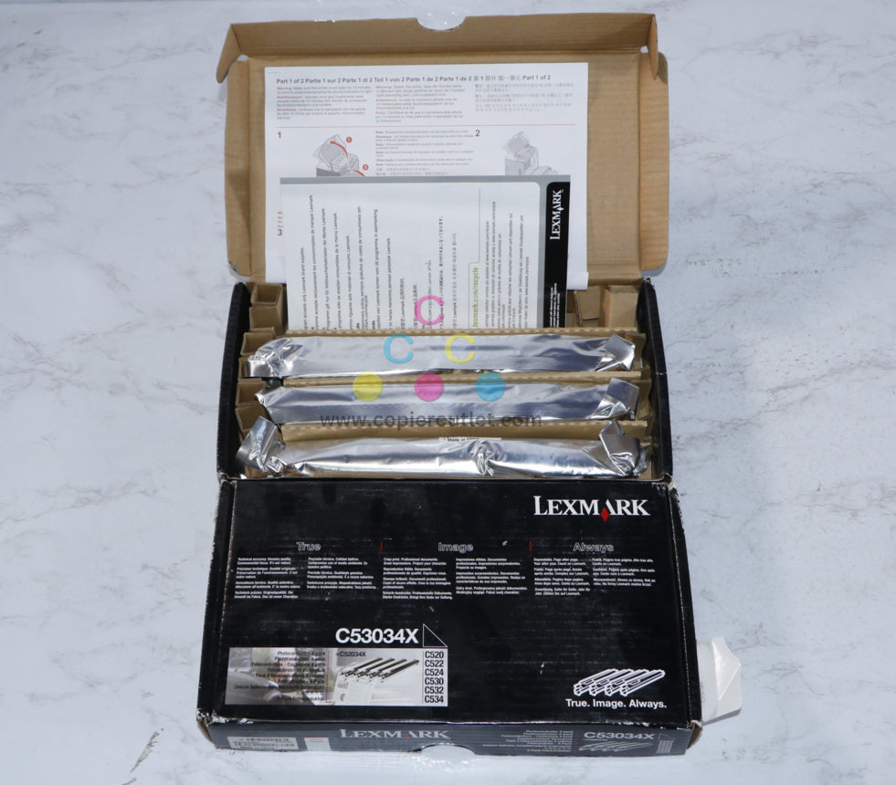 2 OEM Lexmark C520,C522,C524,C530DN,C532N,C534N Photoconductor Unit C53034X