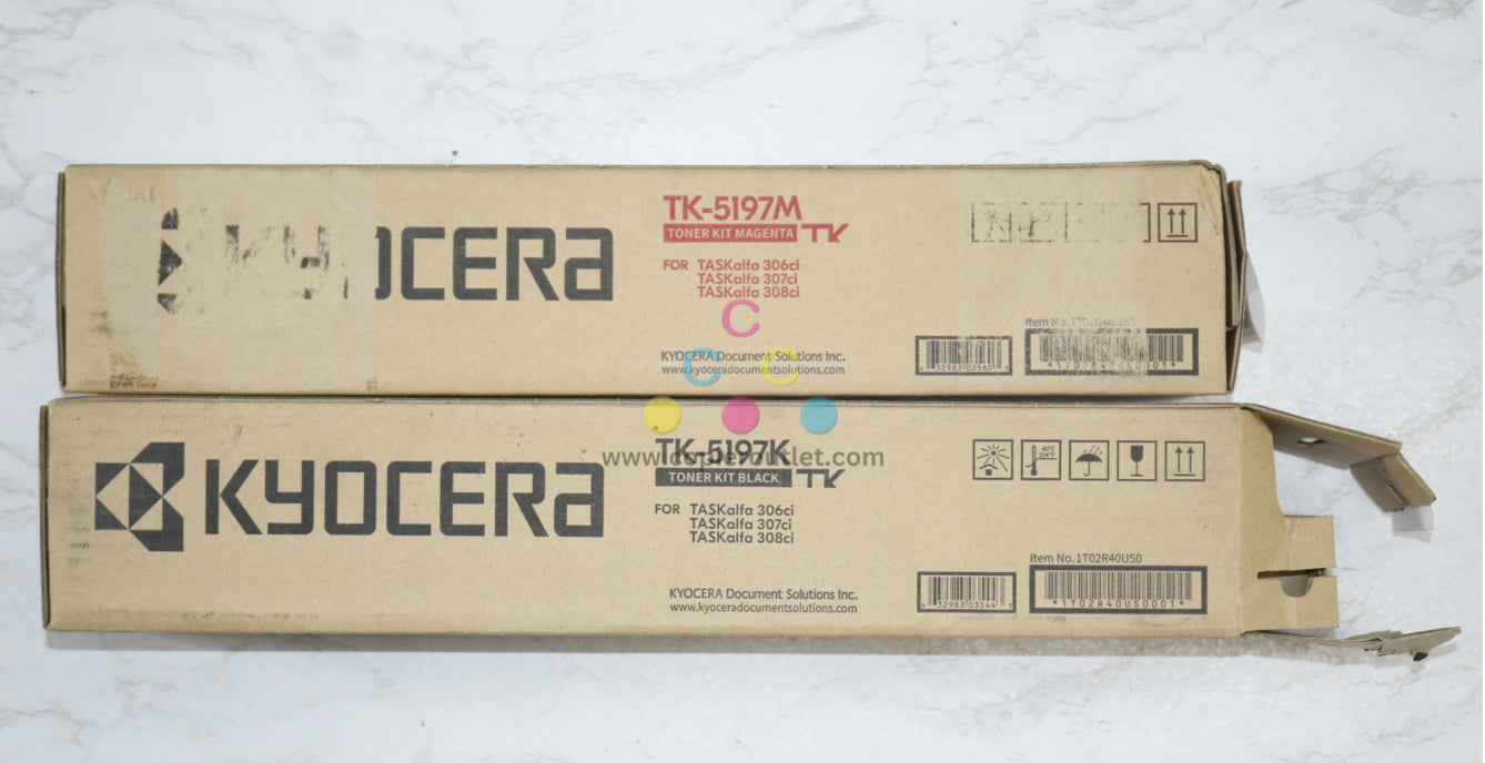 2 OEM Kyocera TASKalfa 306ci,307ci,308ci MK Toner TK-5197M,TK-5197K (Open Black)