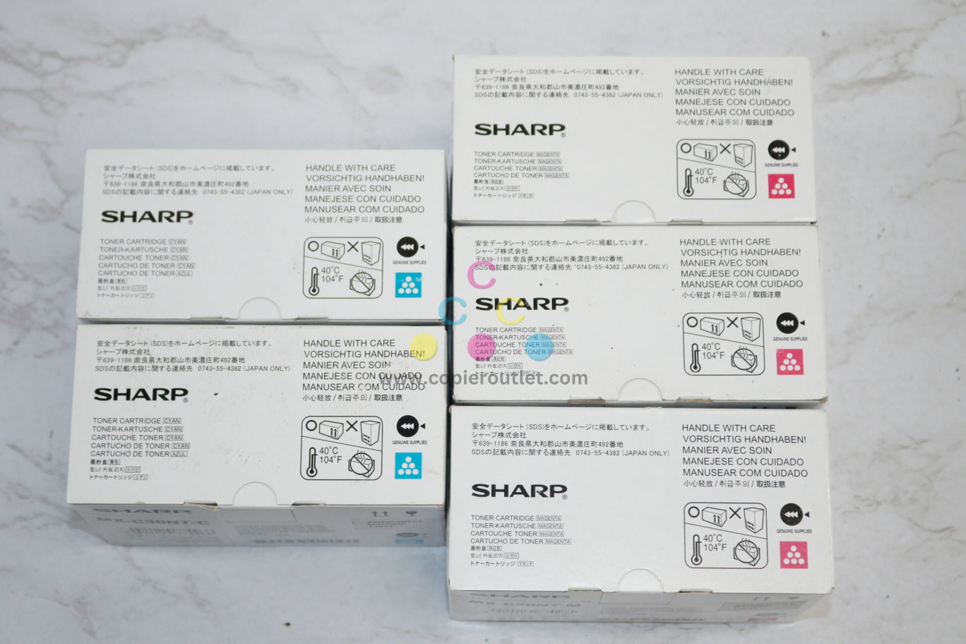5 OEM Sharp MX-C300P,MX-303W,MX-304W CCMMM Toners MX-C30NT-C,MX-C30NT-M