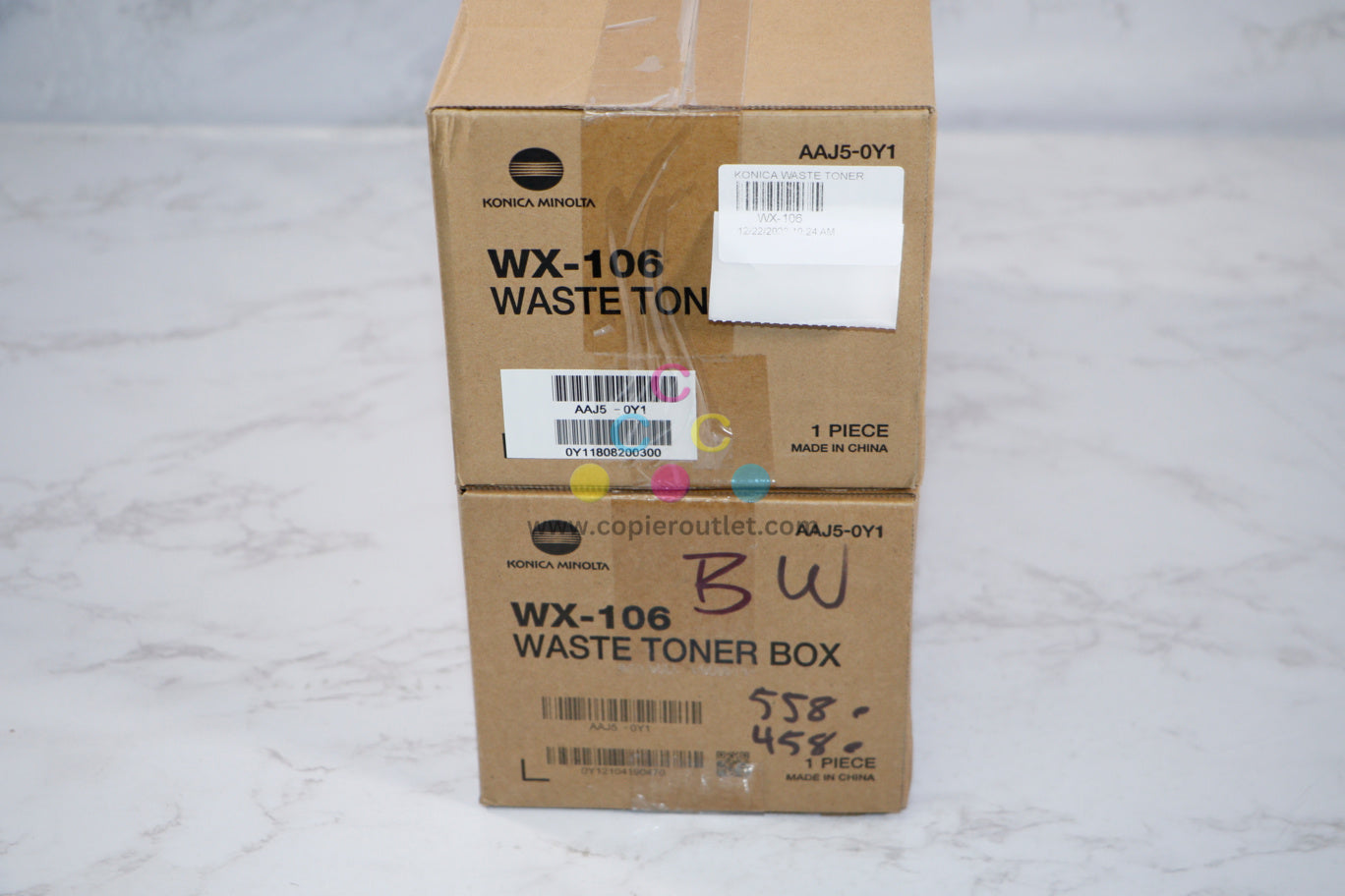 2 New OEM Konica Minolta BH 308e,368e,458e Waste Toner Boxes WX106 (AAJ50Y1)