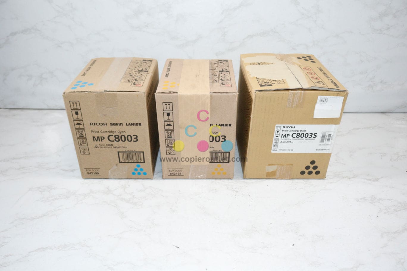 3 New OEM Ricoh IM C8003, C8003S CYK Toner Cartridge 842199, 842197, 842188
