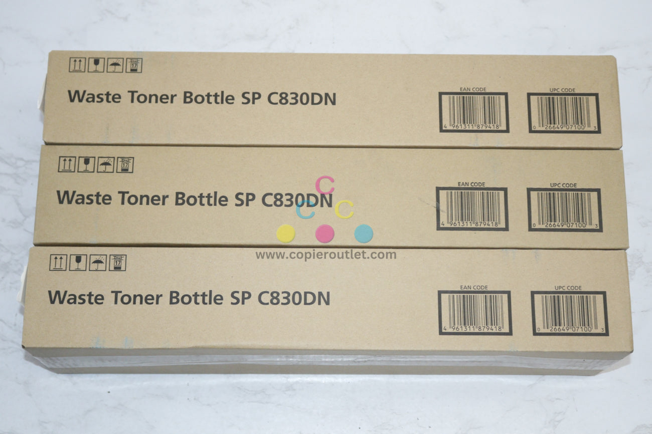 3 New OEM Ricoh Lanier Savin SP C830DN Waste Toner Containers 407100, M897-07
