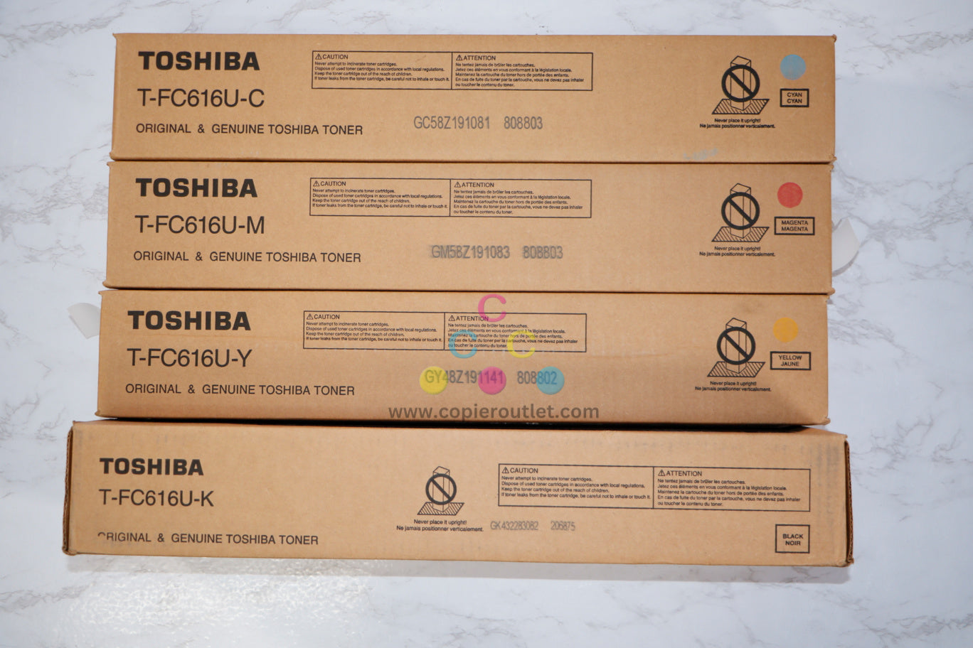 New OEM Toshiba eStudio5516AC,6516AC,7516AC CMYK Toners T-FC616U-C,M,Y,K
