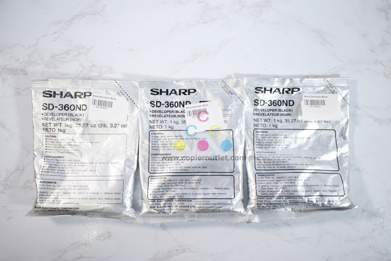 3 New OEM Sharp 2050, 2060, 2260,3062 Black Developers SD-360ND Same Day Ship