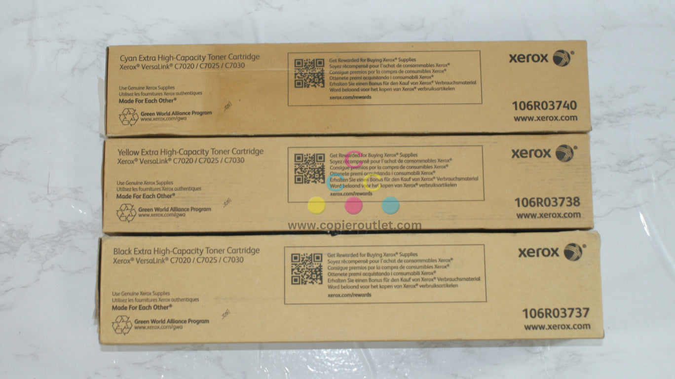 OEM Xerox VersaLink C7020,C7025,C7030 Extra High-Capacity CYK Toner 106R03737,38,40