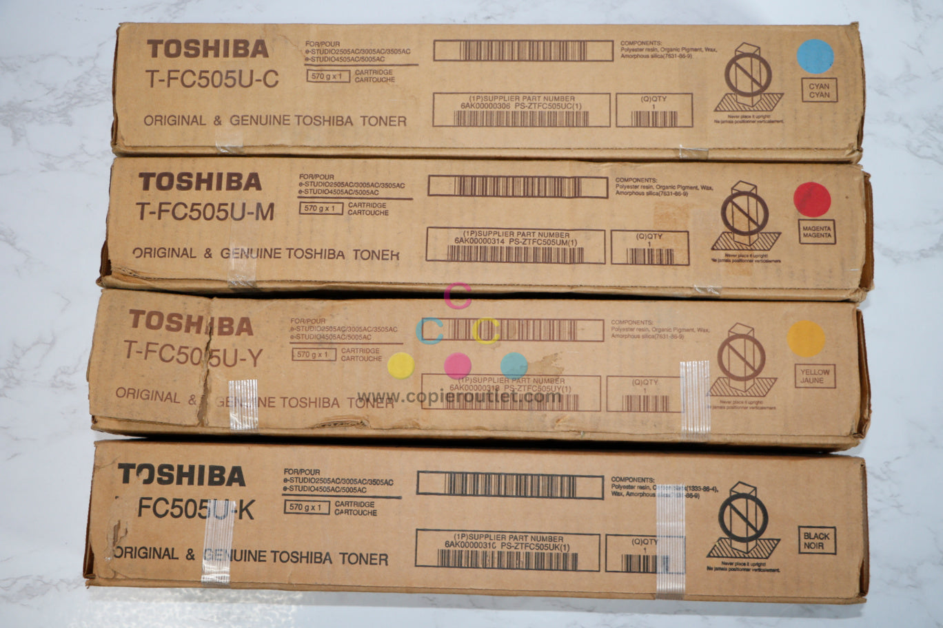 Cosmetic OEM Toshiba eStudio 2505AC,3005AC,5005AC CMYK Toner Set T-FC505U-C,M,Y,K