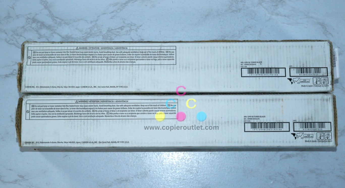 2 New Cosmetic OEM Canon iR ADVANCE C7565i,C7570i,C7580i Black Toners GPR-56K