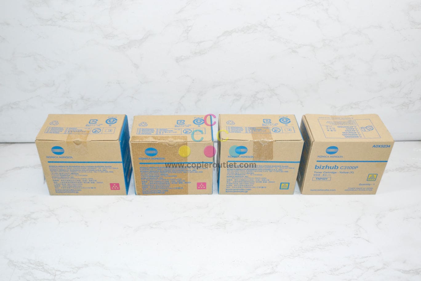 4 OEM Konica Minolta Bizhub C3100P MMYY Toner Cartridges TNP50M & TNP50Y