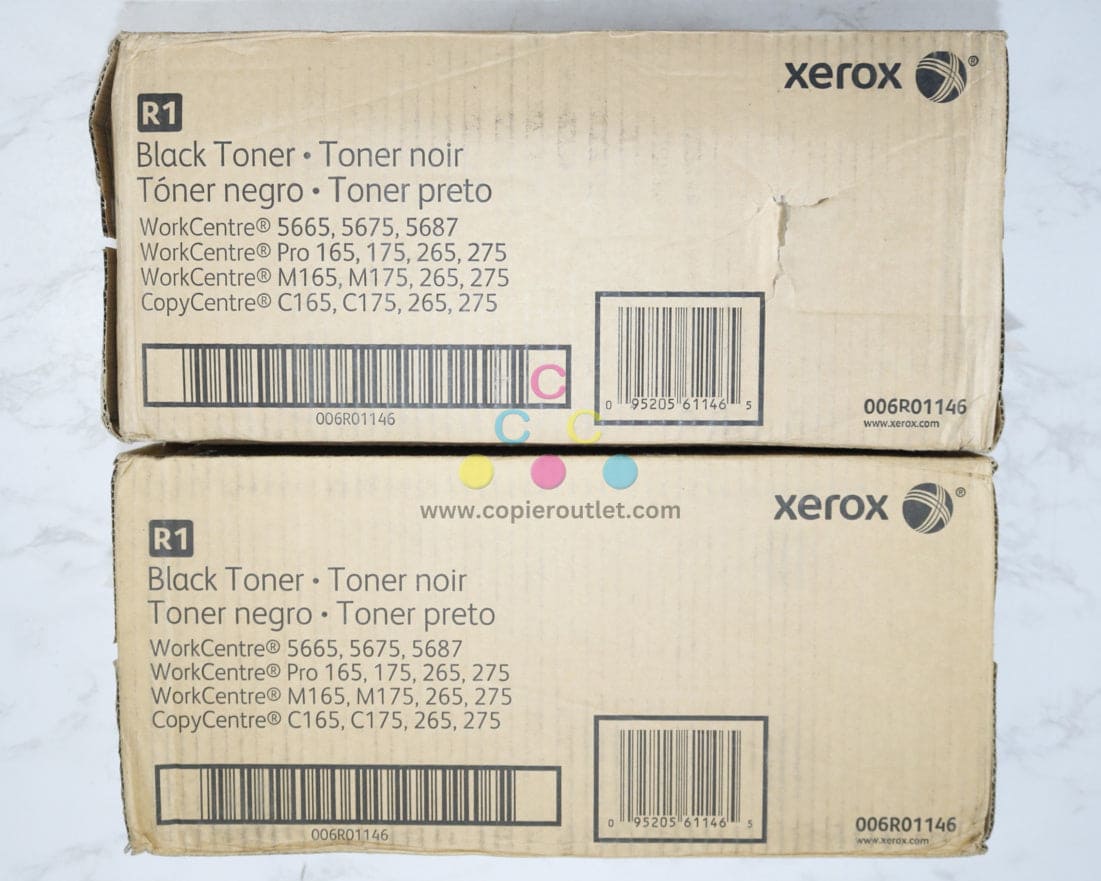 2 Cosmetic OEM Xerox WorkCentre 265,C165,C175 Black Toner Cartridges 006R01146