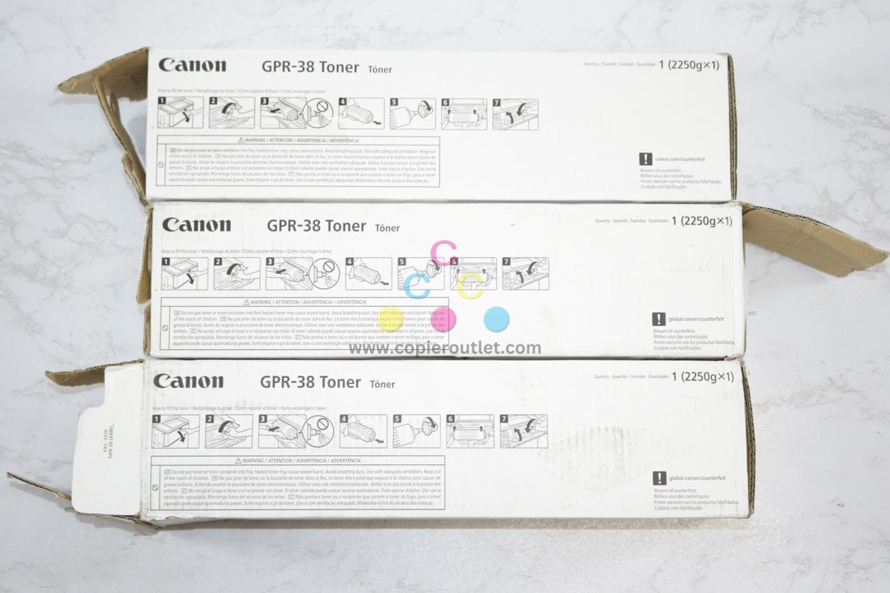 3 Open Box OEM Canon iRUNNER 6055/ 6065/ 6075, GPR-38 Black Toners 3766B003[AA]