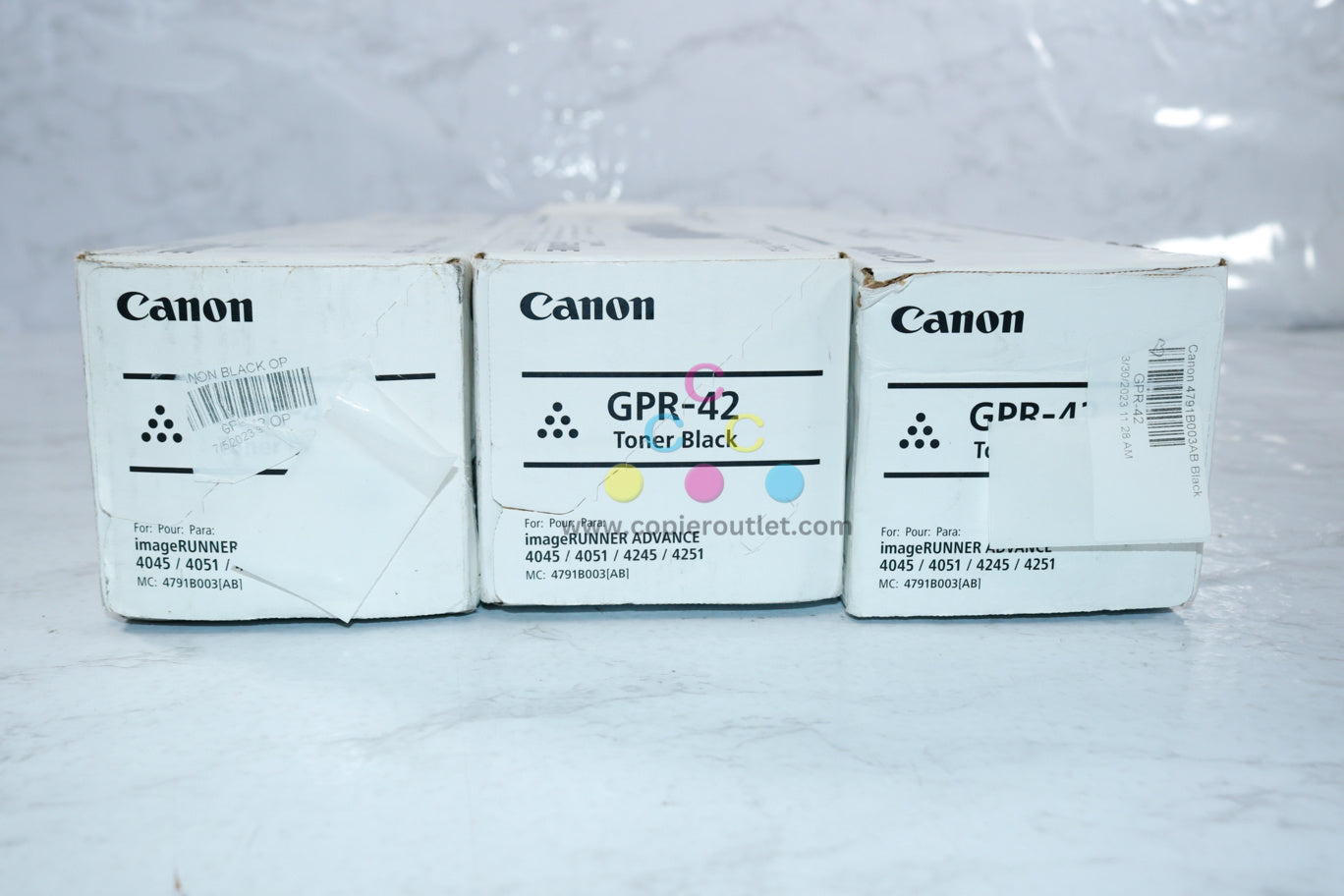 3 Open OEM Canon iR ADVANCE 4045,4051,4245,4251 Black Toners  GPR-42 / 4791B003