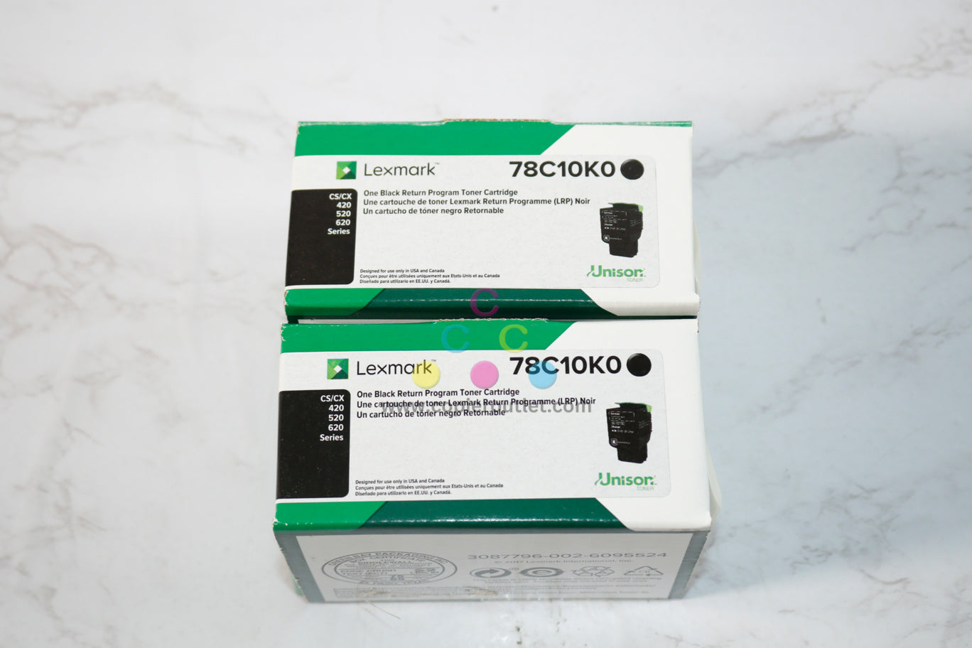 2 OEM Lexmark CS421dn,CS521dn,CS622de Black Toners 78C10K0 (1 New & 1 Open)