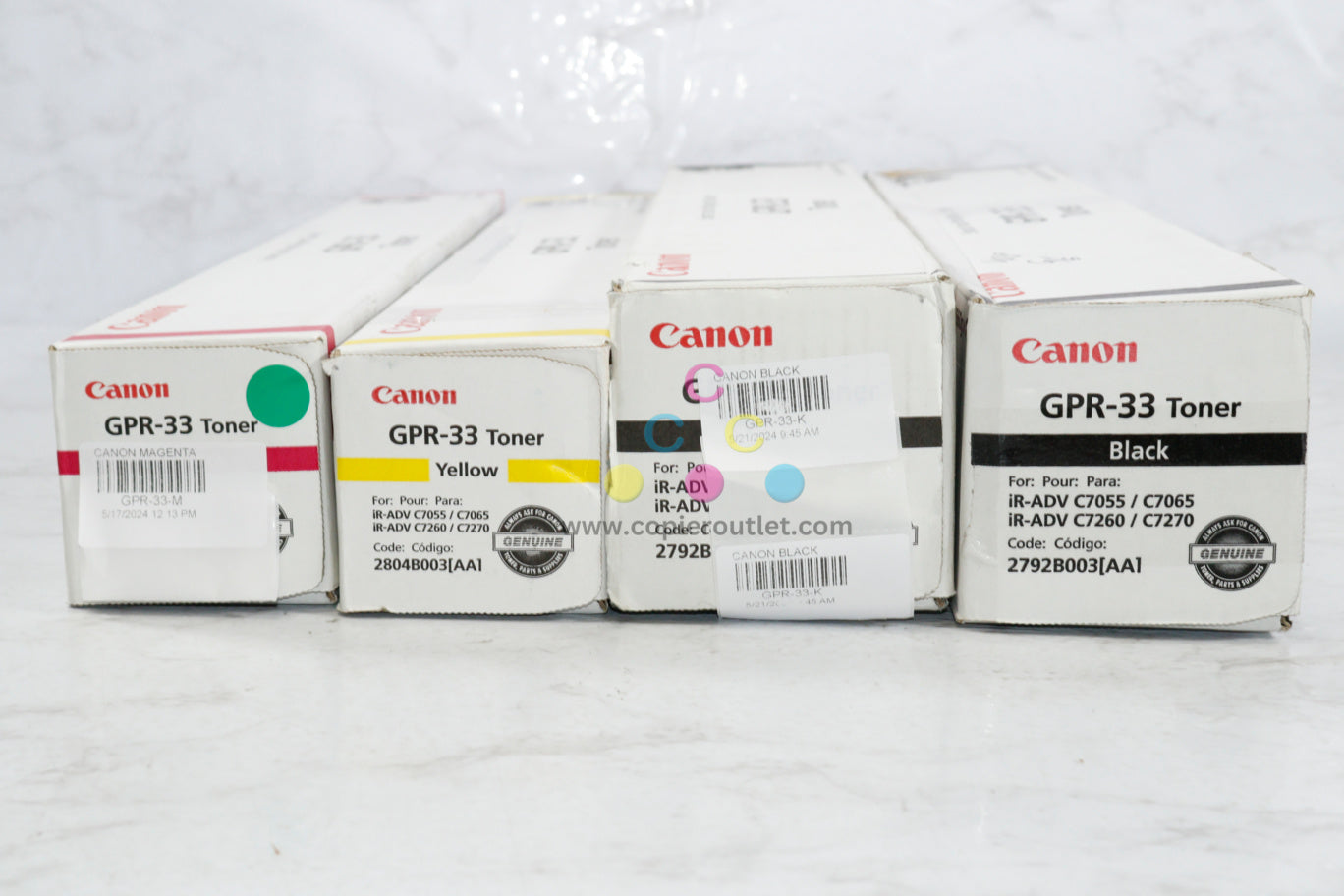 4 Cosmetic OEM Canon iRUNNER C7055,C7065,C7260,C7270 GPR-33 MYKK Toner Carts