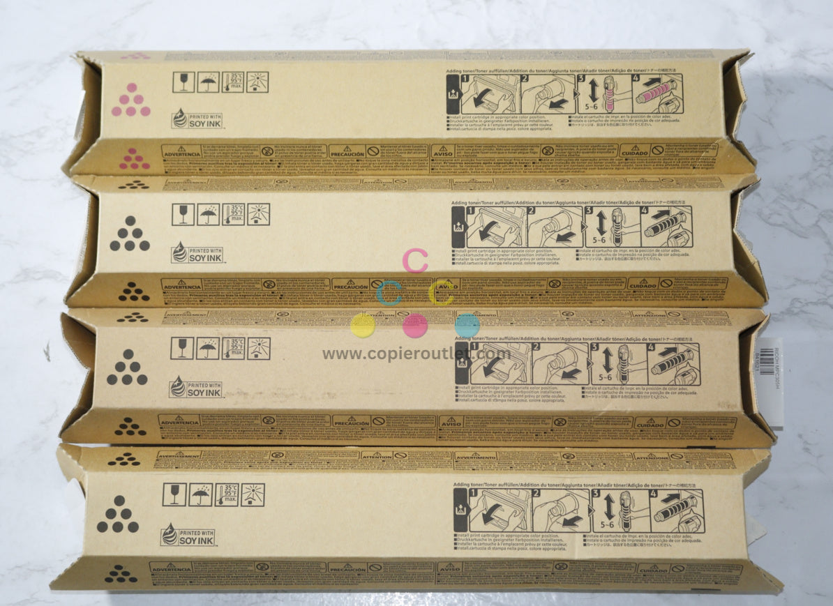 4 New OEM Ricoh MP C305 & C305H Magenta and Black Toners Cartridges 841592, 841261