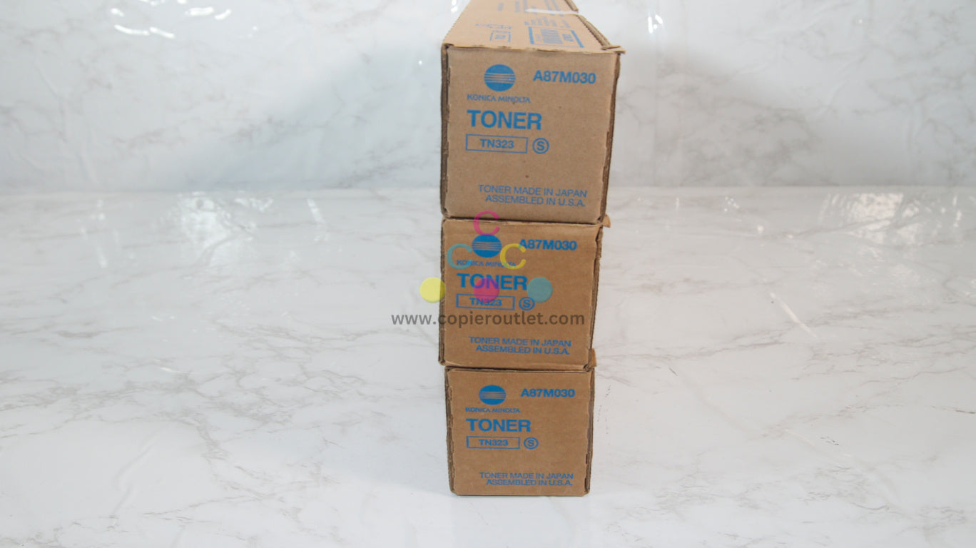 3 New OEM Konica Minolta BizHub 227, 287 Black Toner Cartridges TN323S / A87M030