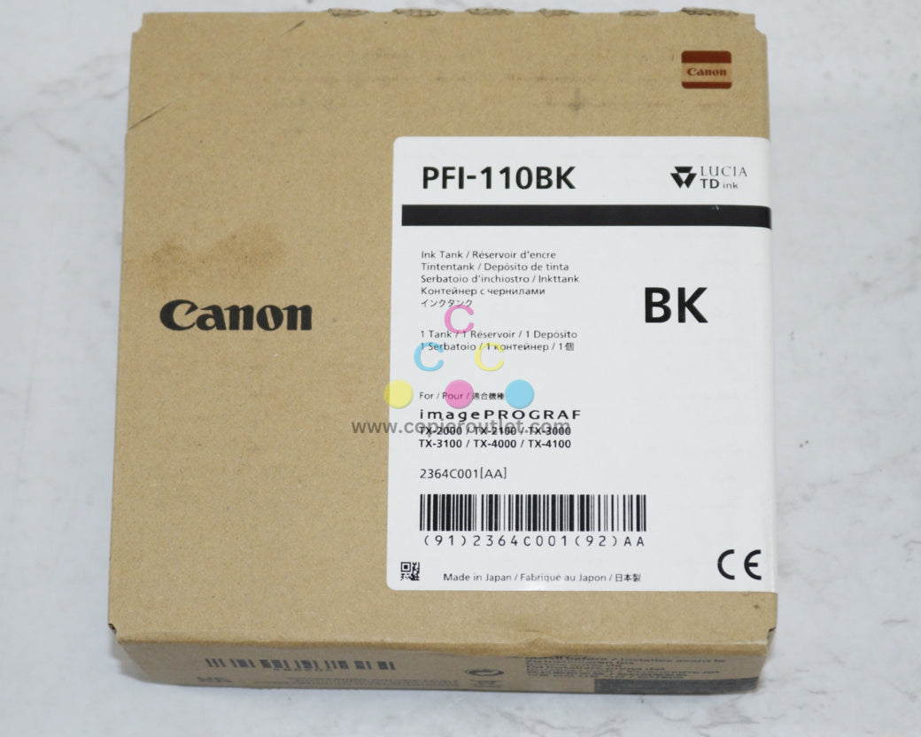 New OEM Canon TX2000,TX3000,TX4000 Black Pigment Ink PFI-110BK/2364C001[AA]