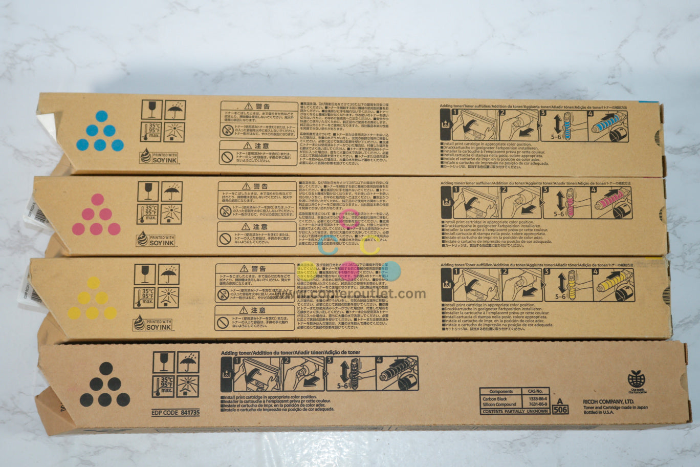 4 New OEM Ricoh MP C3002, C3502 CMYK Toners 841735,841648,841649,841650