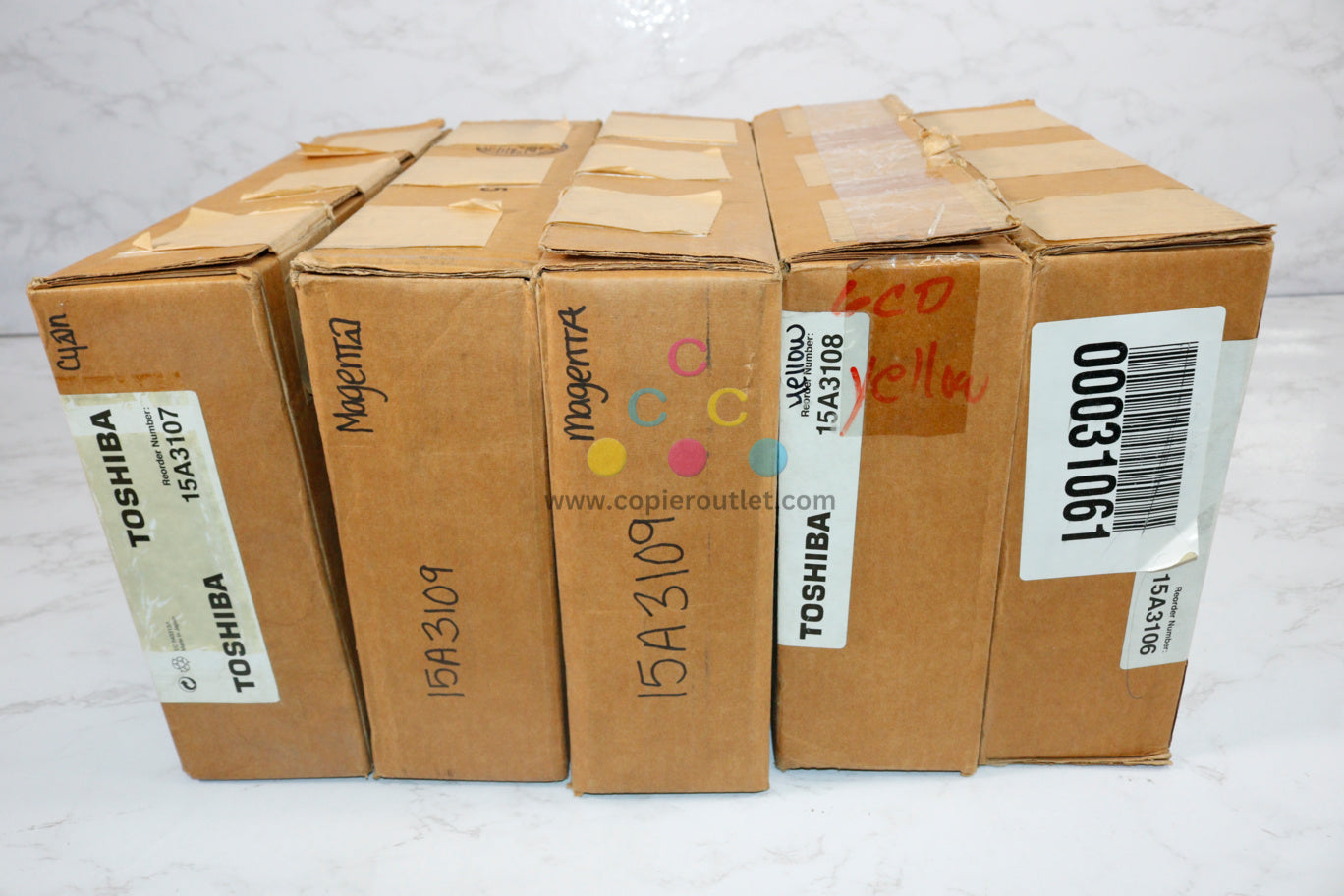 5 New OEM Toshiba e-Studio 6CP, CMMYK 15A3106,07,08,09(2). Same Day Shipping!!