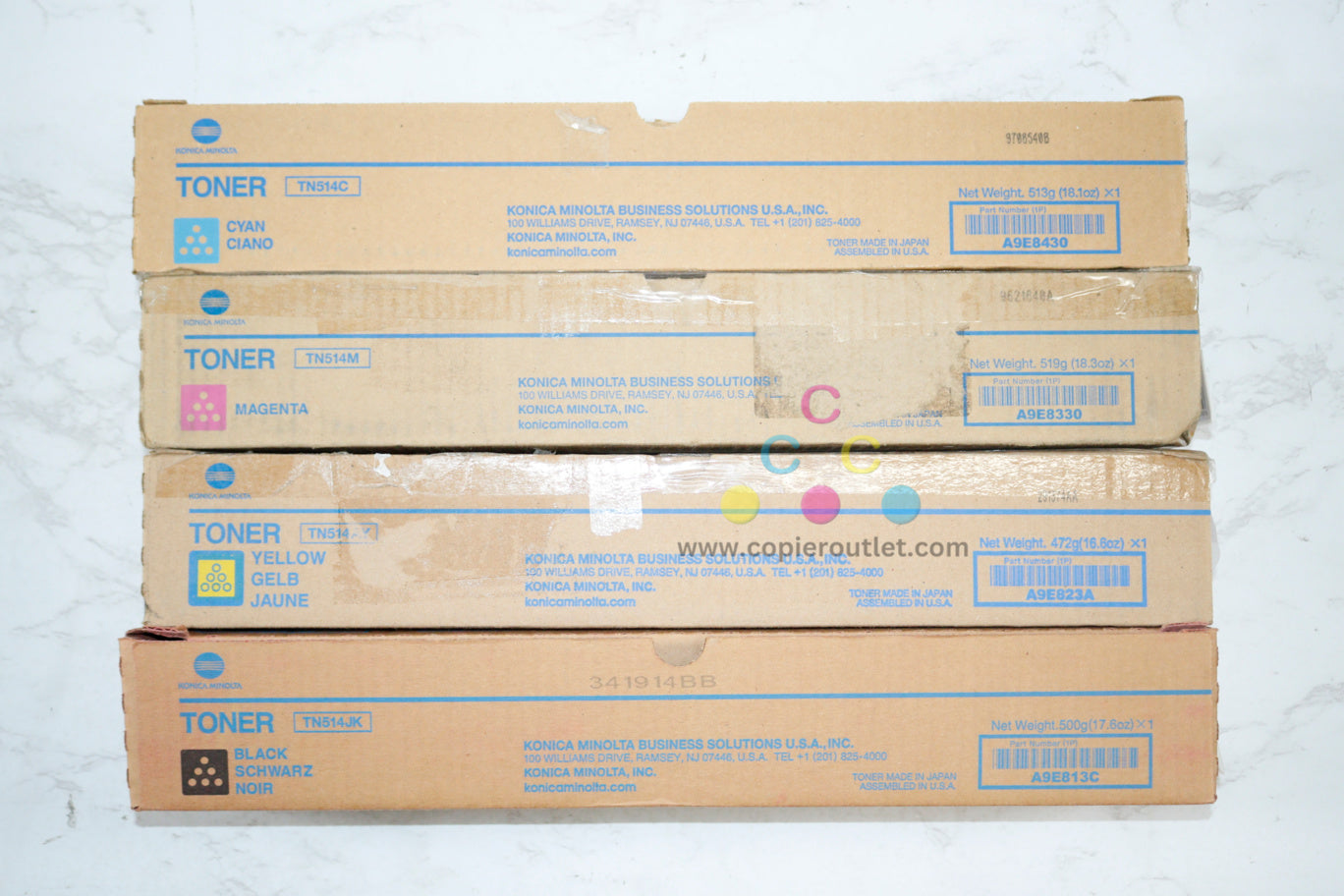 4 Cosmetic OEM Konica Minolta bizhub C458,C558,C658 TN514CMYK (TN514JK) Toners