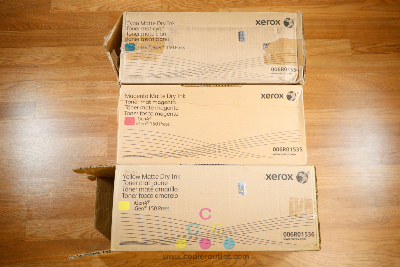 Open Box Genuine Xerox 006R01534,35,36 CMY Matte Dry Ink Toner iGen4 iGen 150