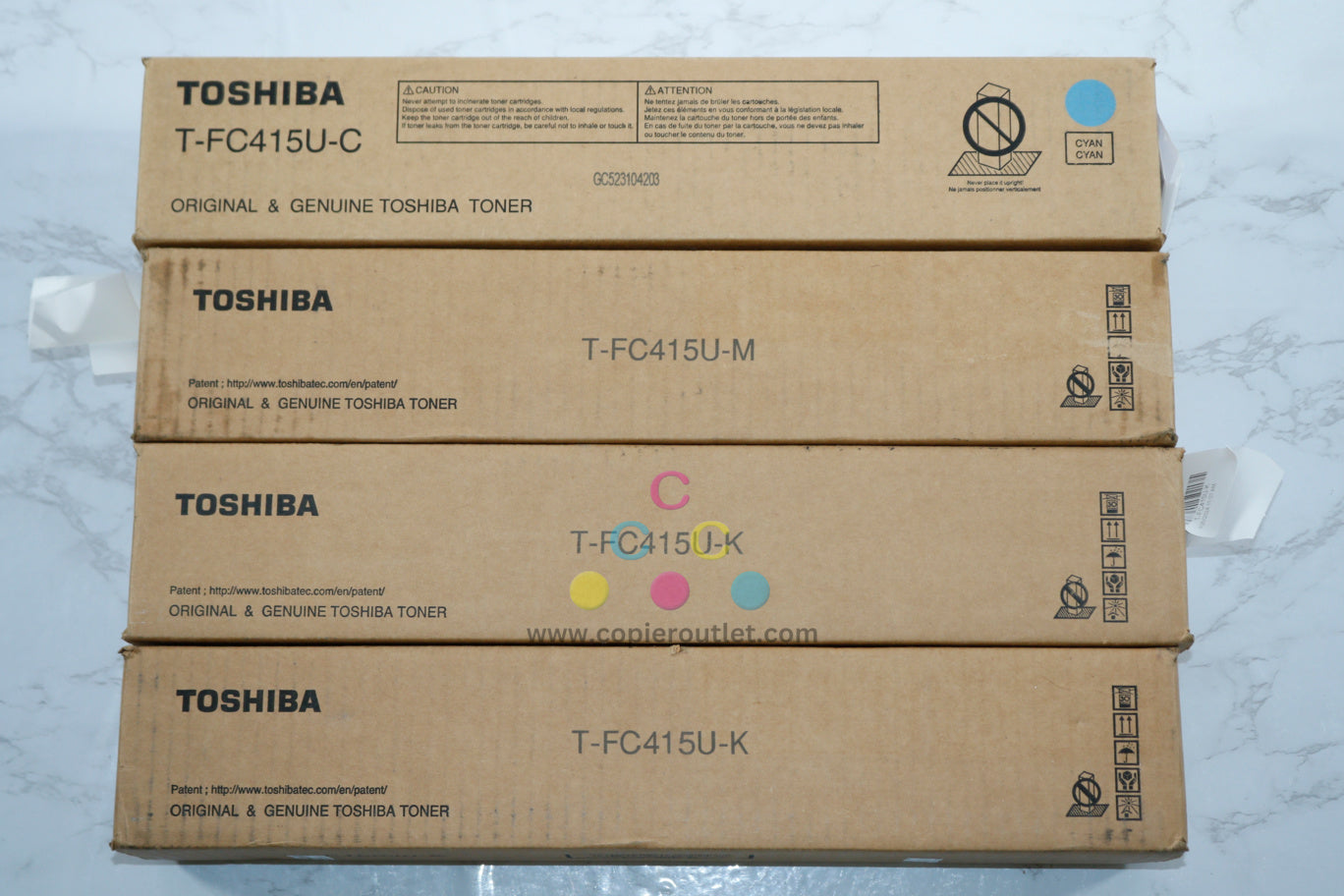 4 New OEM Toshiba eStudio 2515AC,3015AC,3515AC,4515AC CMKK Toner T-FC415U