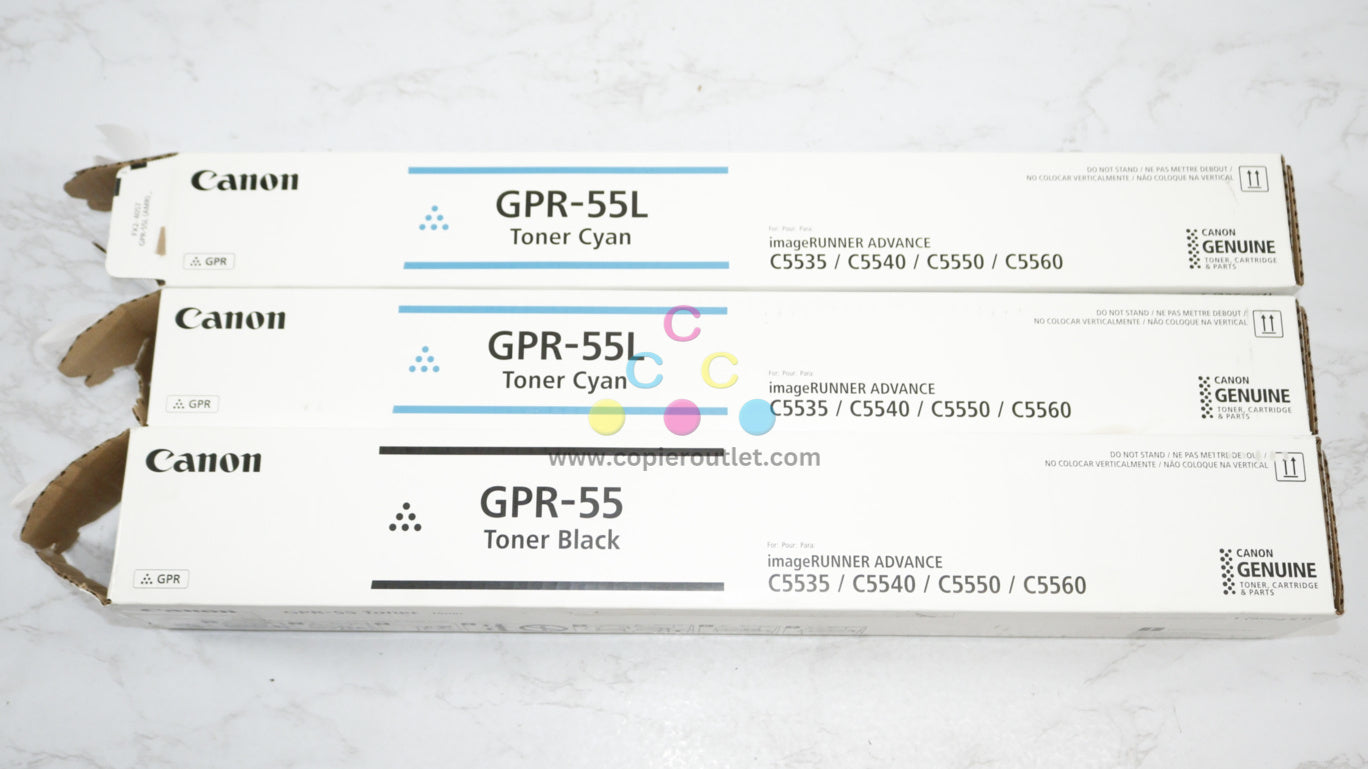 3 Open OEM Canon iR C5535/C5550 Toner GPR-55L C,C, GPR-55k 0485C003AB,0481C003BA