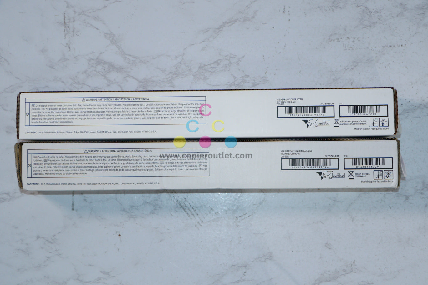 2 New OEM Canon iR-ADV C5535,C5540,C5550,C5560 GPR-55 Cyan & Magenta Toners