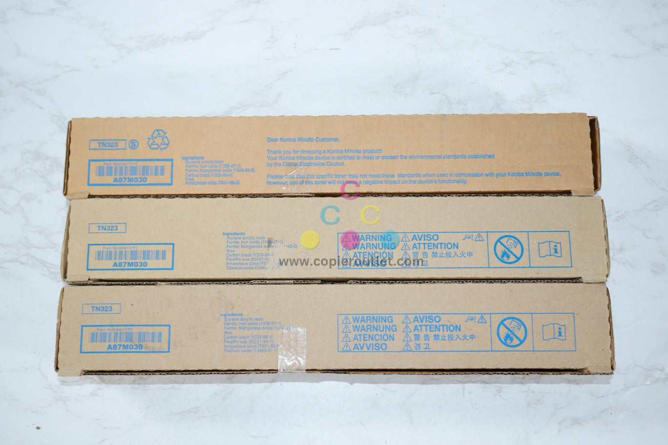 3 New OEM Konica Minolta BizHub 227, 287 Black Toner Cartridges TN323