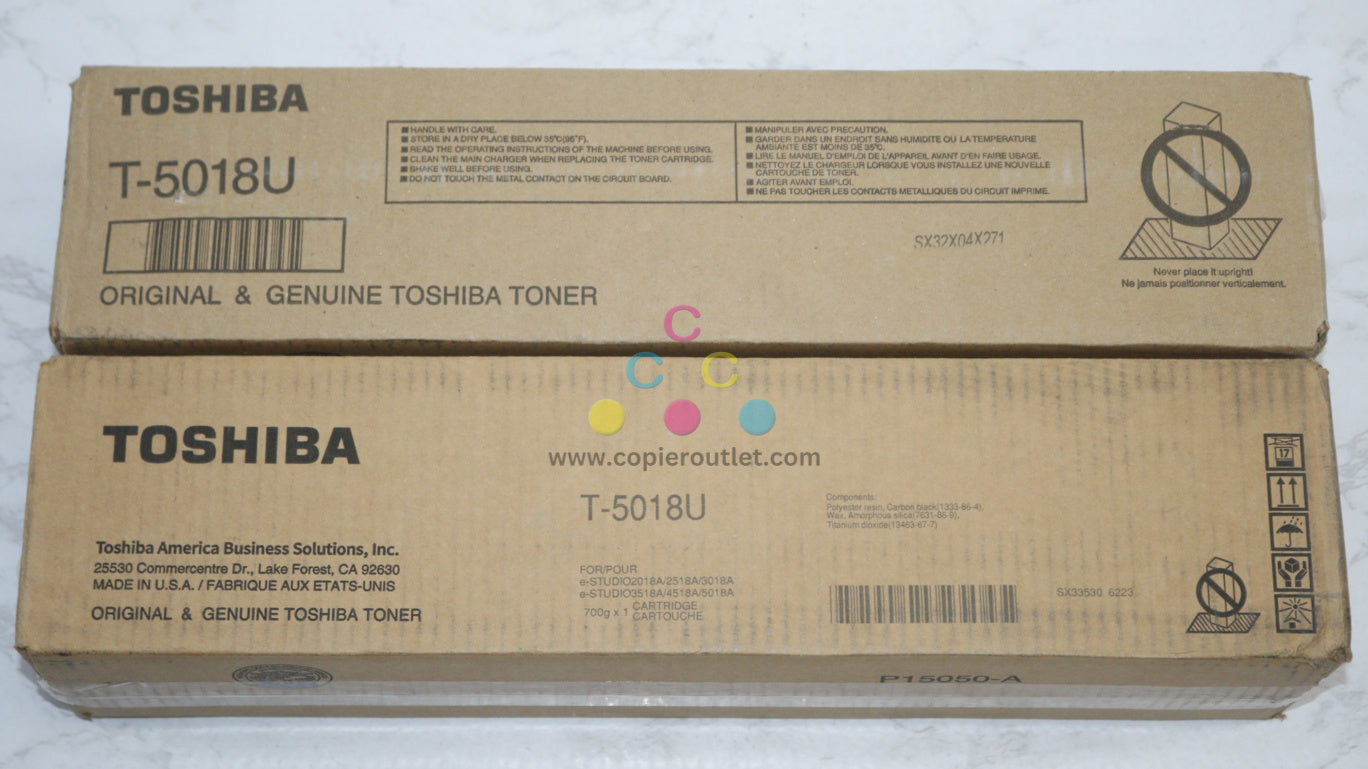 2 New OEM Toshiba e-STUDIO 2018A, 2518A, 3018A, Black Toner Cartridges T-5018U