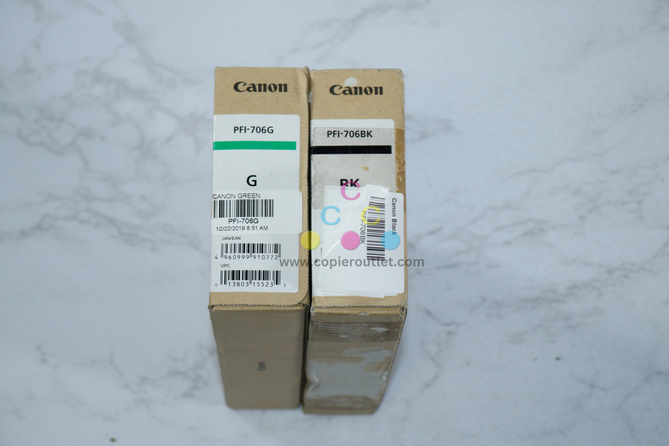 2 New OEM Canon imagePROGRAF  8300,8400,9400 PFI-706 Green & Black Ink Cartridges