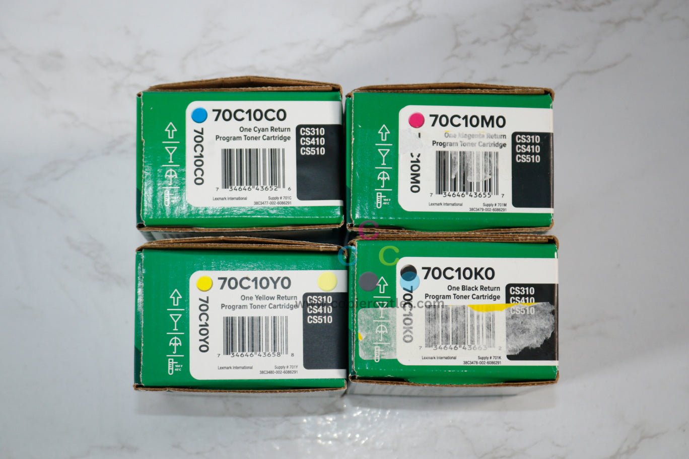 4 New OEM Lexmark CS310, CS410 CMYK Toners 70C10C0, 70C10M0, 70C10Y0, 70C10K0