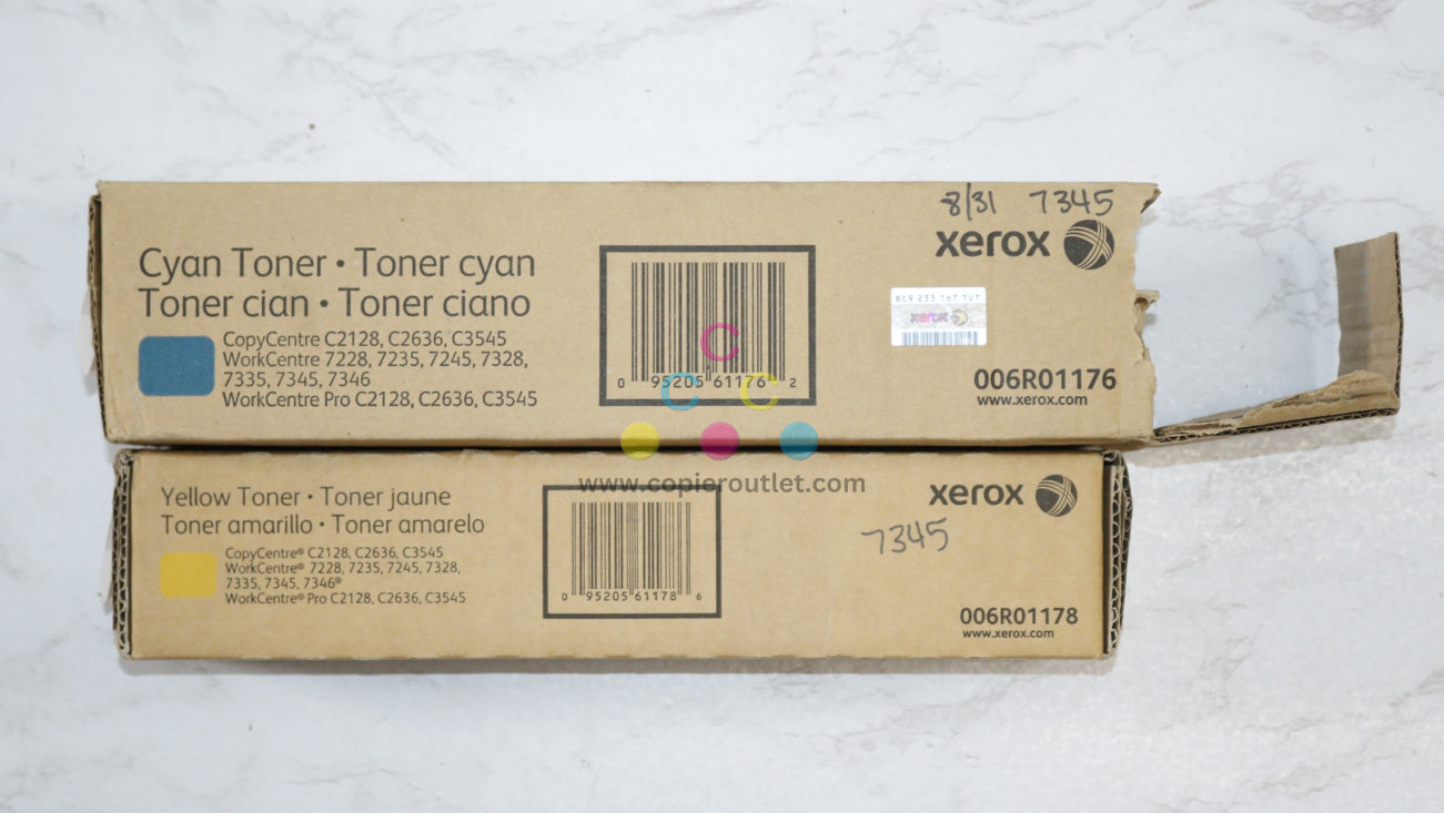 2 OEM Xerox WorkCentre 7228,7235,7245,7328 CY Toners 006R01176, 006R01178 (Open Cyan)