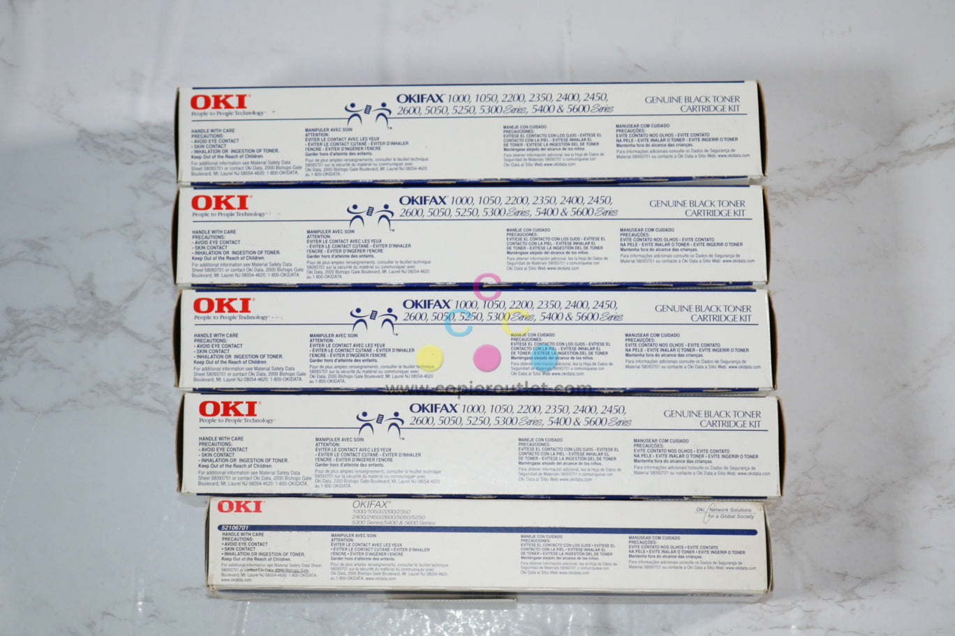 5 OEM OKI OKIFAX 5050,5250,5300,5400,5600 Black Toner Cartridges 52106701