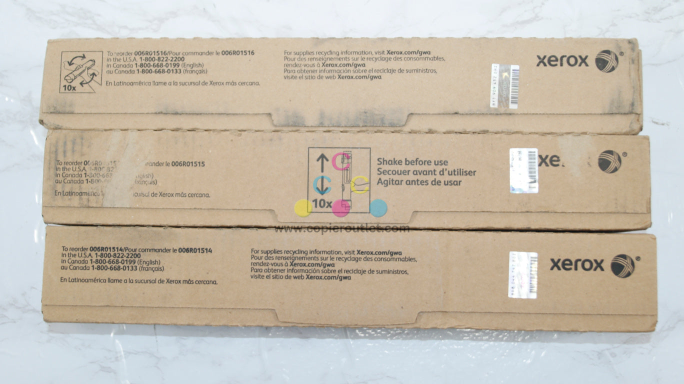 3 OEM Xerox WC 7525 7545 7830 7855i 7970 CMY Toners 006r01514,15,16 Same Day Ship