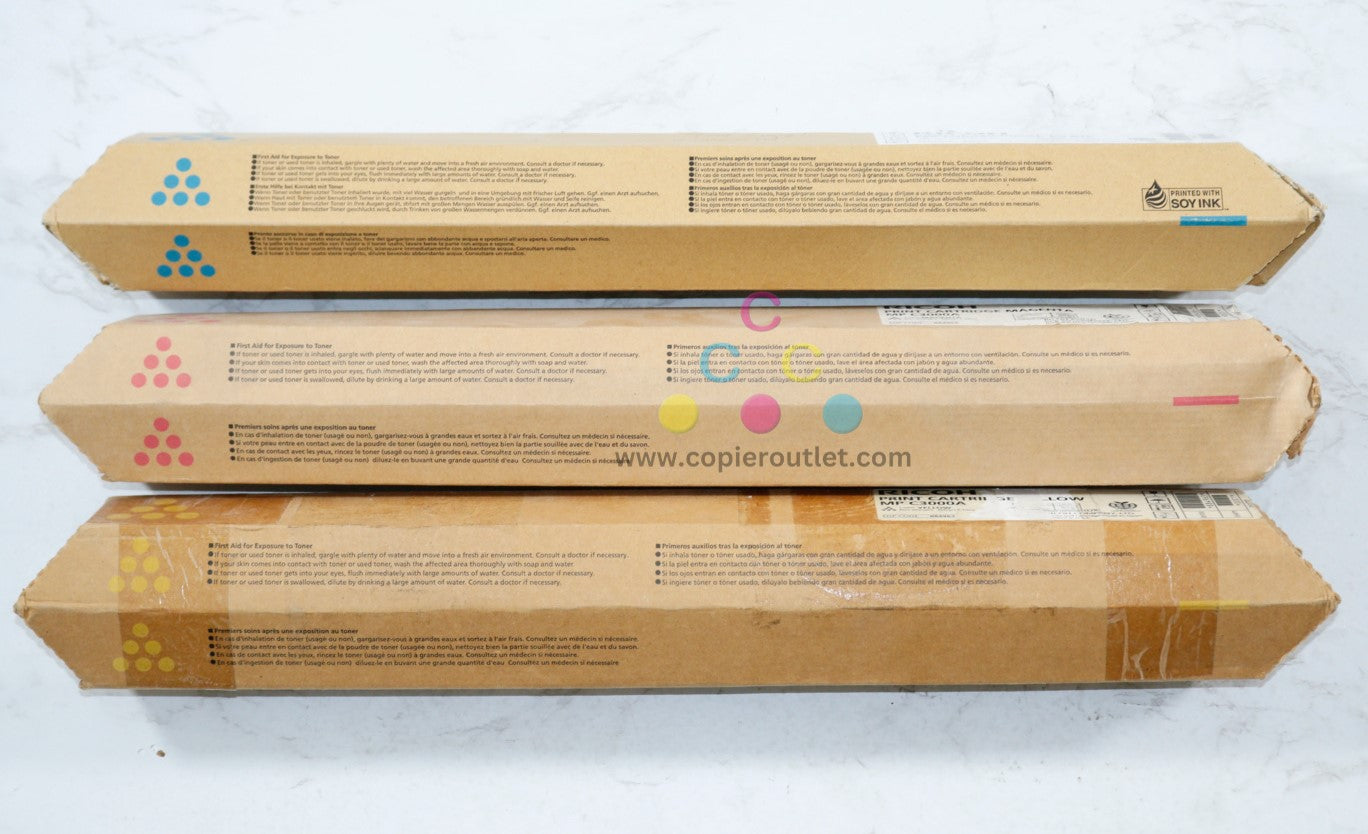 3 New OEM Ricoh MP C2500,MP C3000A CMY Print Cartridges 888693, 884963, 884964