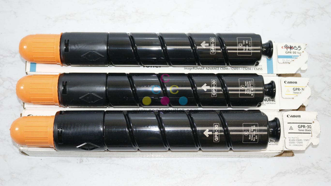 3 Open OEM Canon iR ADV C5045,C5250,C5255 CYK Toners GPR-30C,GPR-30Y,GPR-30K