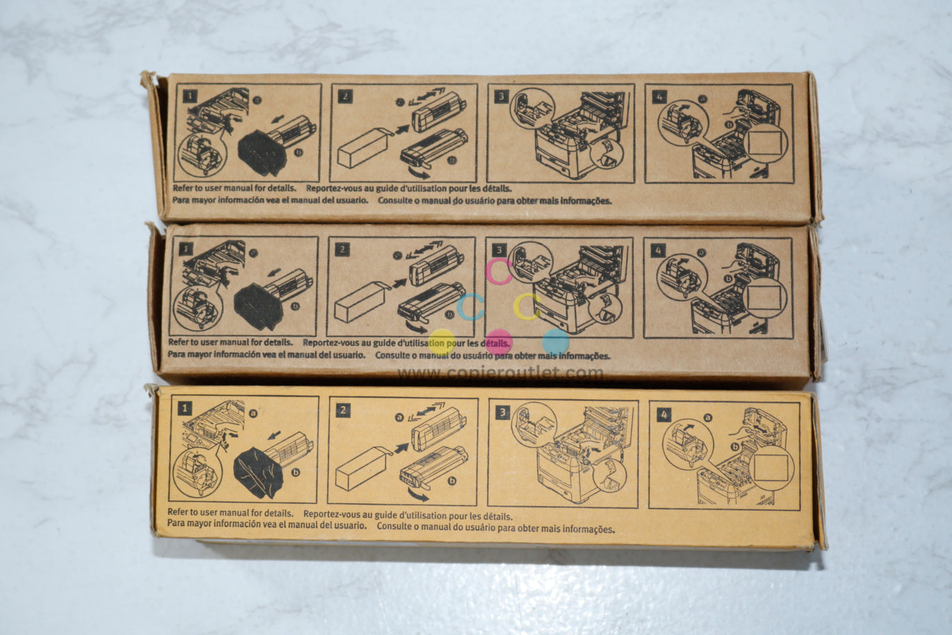 3 New OKI MPS711C YYK Yellow and Black Toner Cartridges 52123801, 52123804