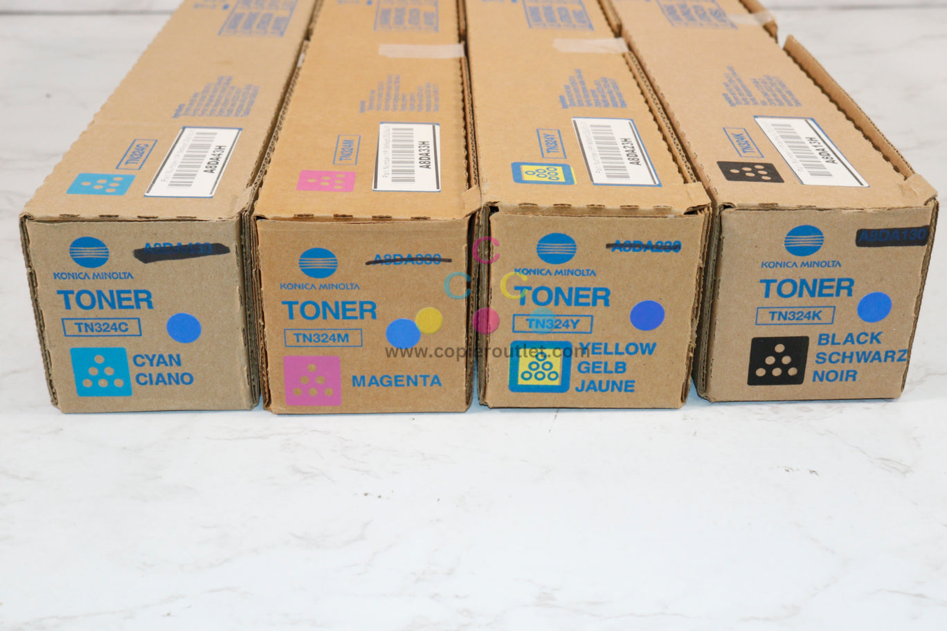 OEM Konica Minolta Bizhub C258,C308,C368 TN324 CMYK Low Yield Toner Set