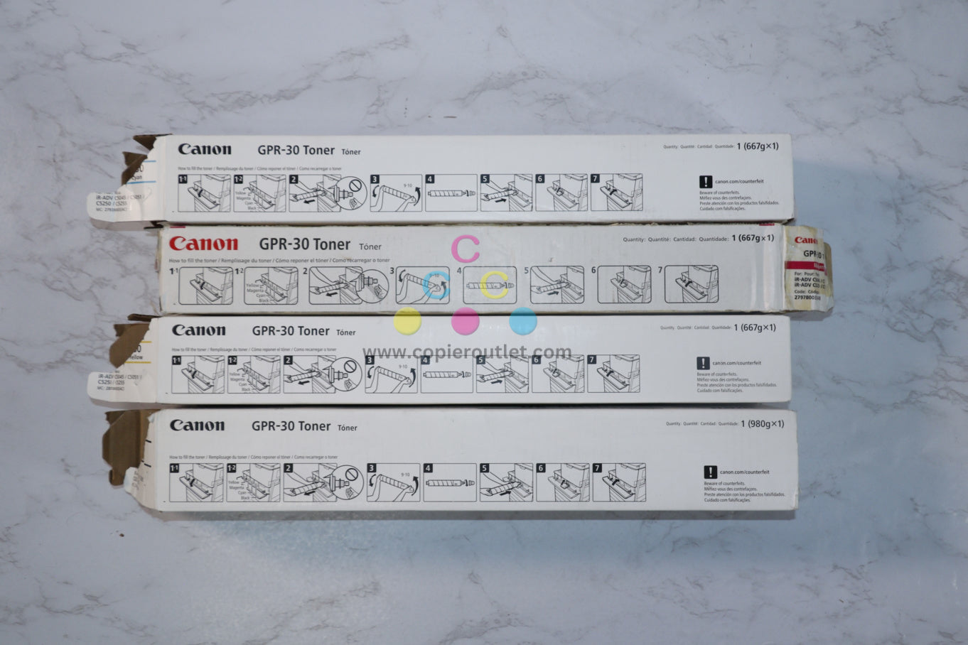 Open OEM Canon iR ADVANCE C5045,C5051,C5250,C5255 GPR-30CMYK Toner Set